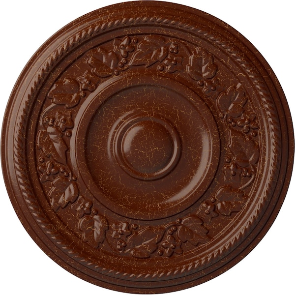 Ekena Millwork Tyrone Ceiling Medallion (Fits Canopies up to 6 3/4"), 16 1/8"OD x 3/4"P, Burnished Mahogany Crackle CM16TYBMC - main